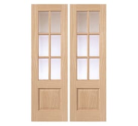 Oak Dove Rebated Pair Glazed Internal Doors