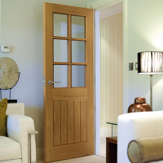 2040 x 626 x 40mm Oak Thames 6 Light Glazed Internal Door