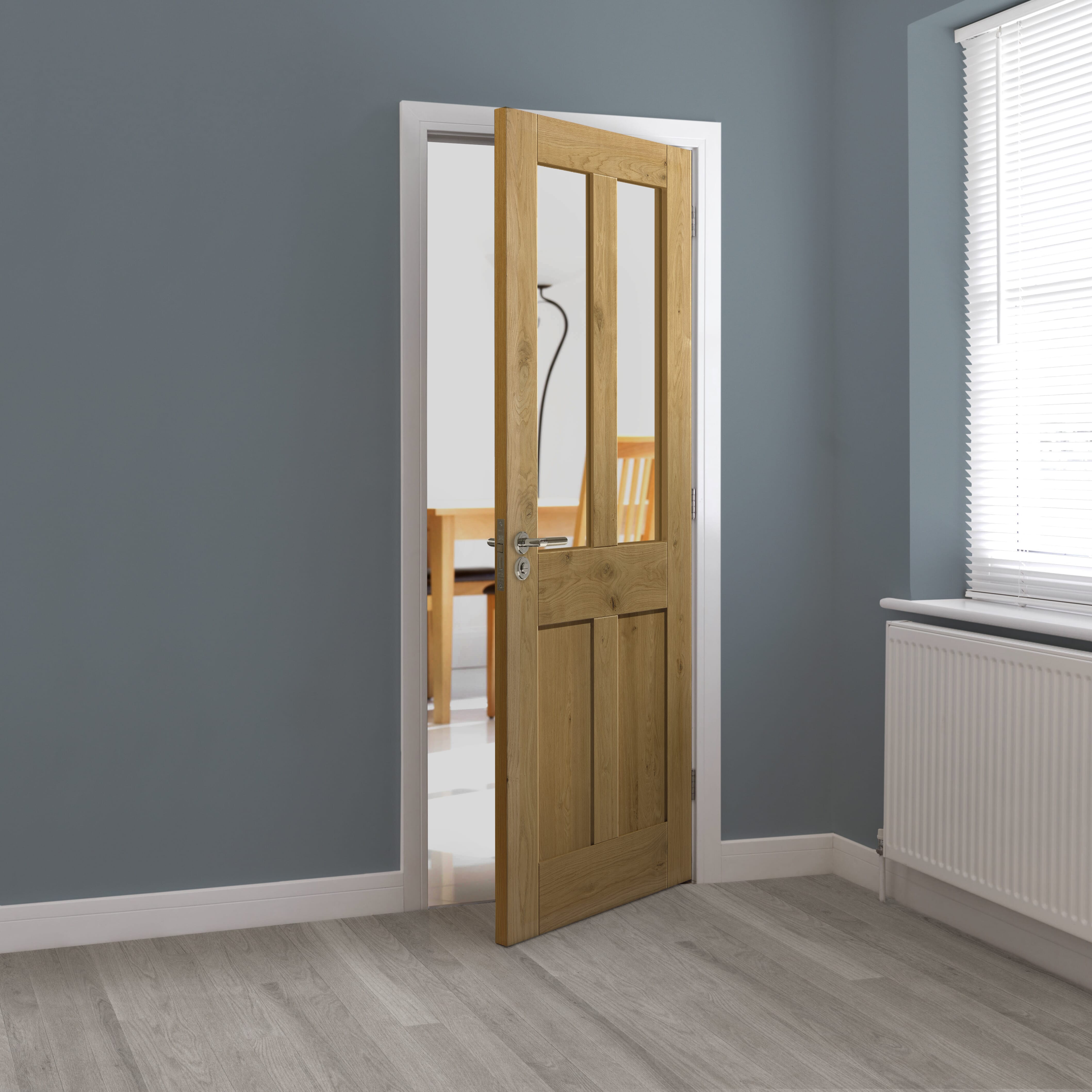 Rustic Oak 4 Panel Glazed - Prefinished Internal Doors