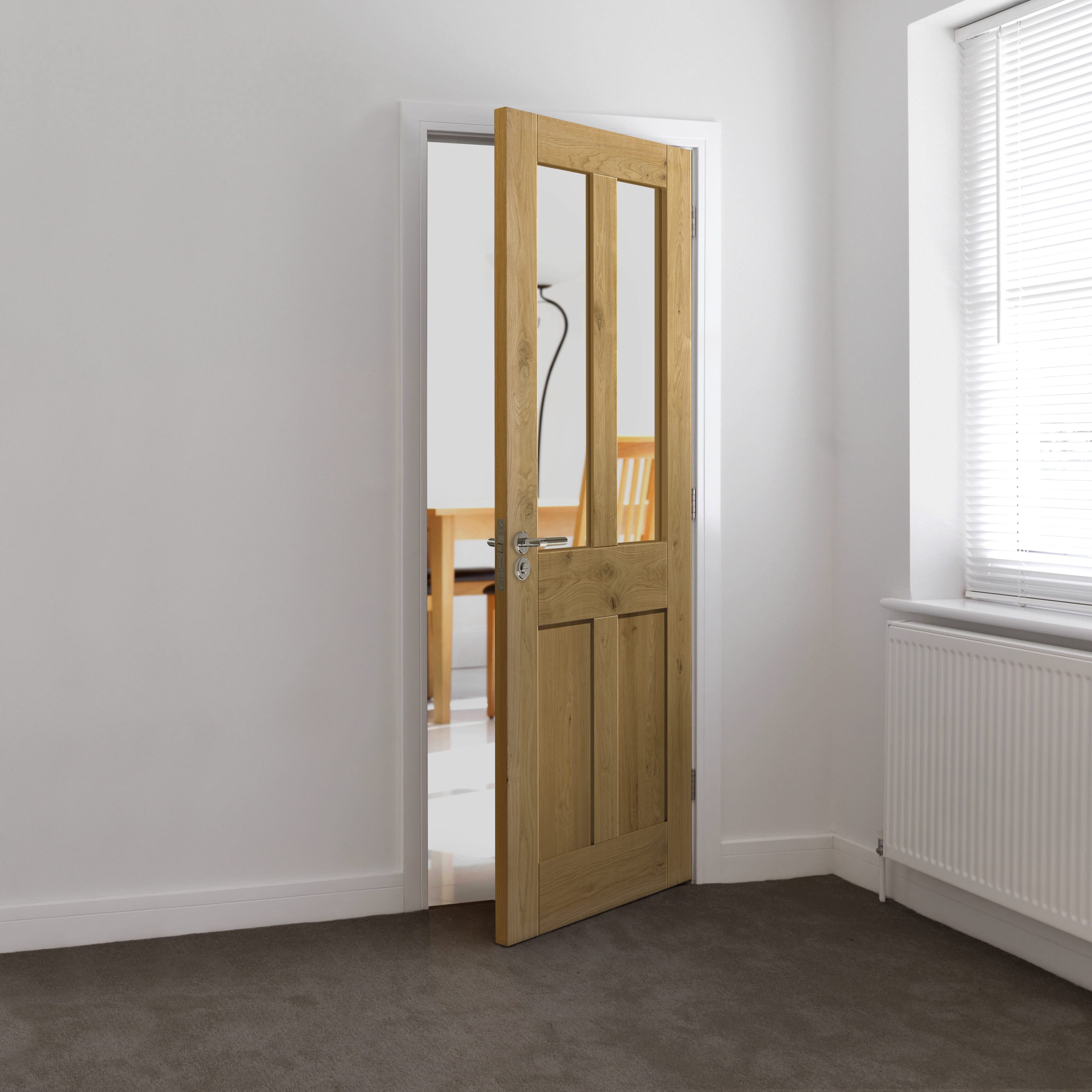 Rustic Oak 4 Panel Glazed - Prefinished Internal Doors