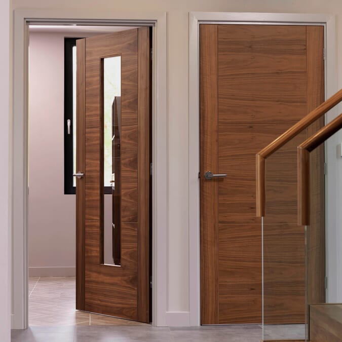 2040 x 826 x 40mm Mistral Walnut Glazed - Prefinished Internal Door