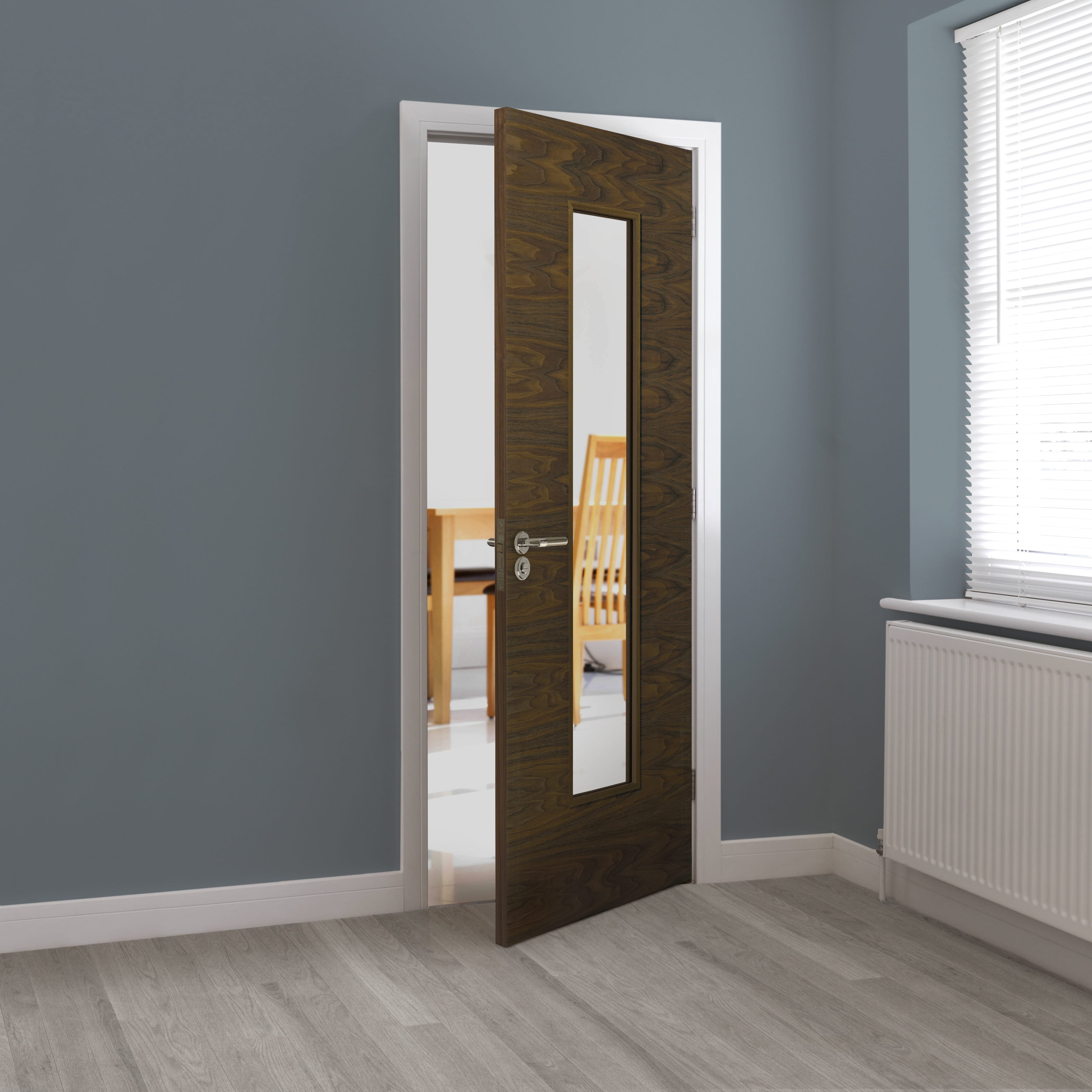 1981mm x 686mm x 35mm (27") Walnut Franquette Glazed - Prefinished Door