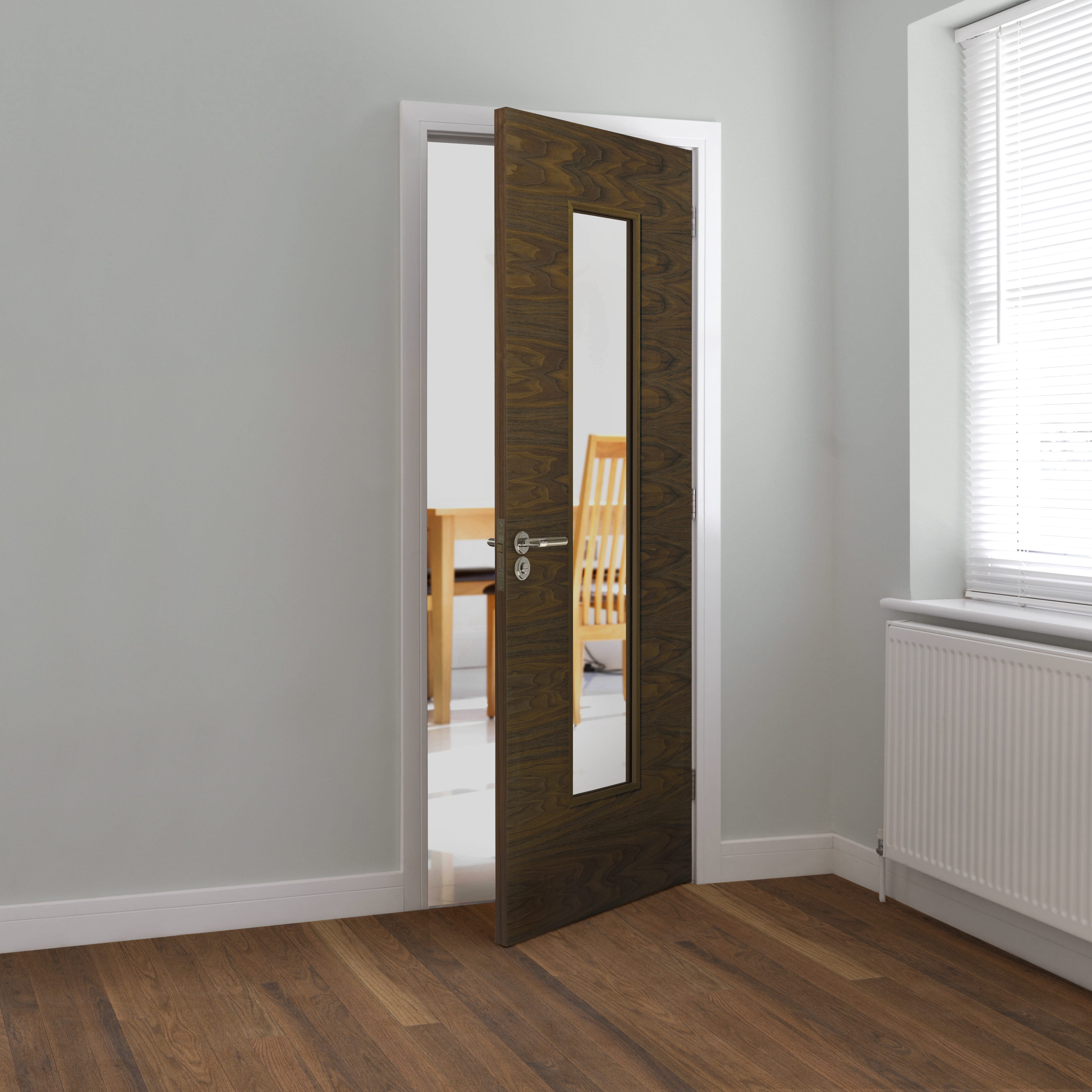 1981mm x 686mm x 35mm (27") Walnut Franquette Glazed - Prefinished Door