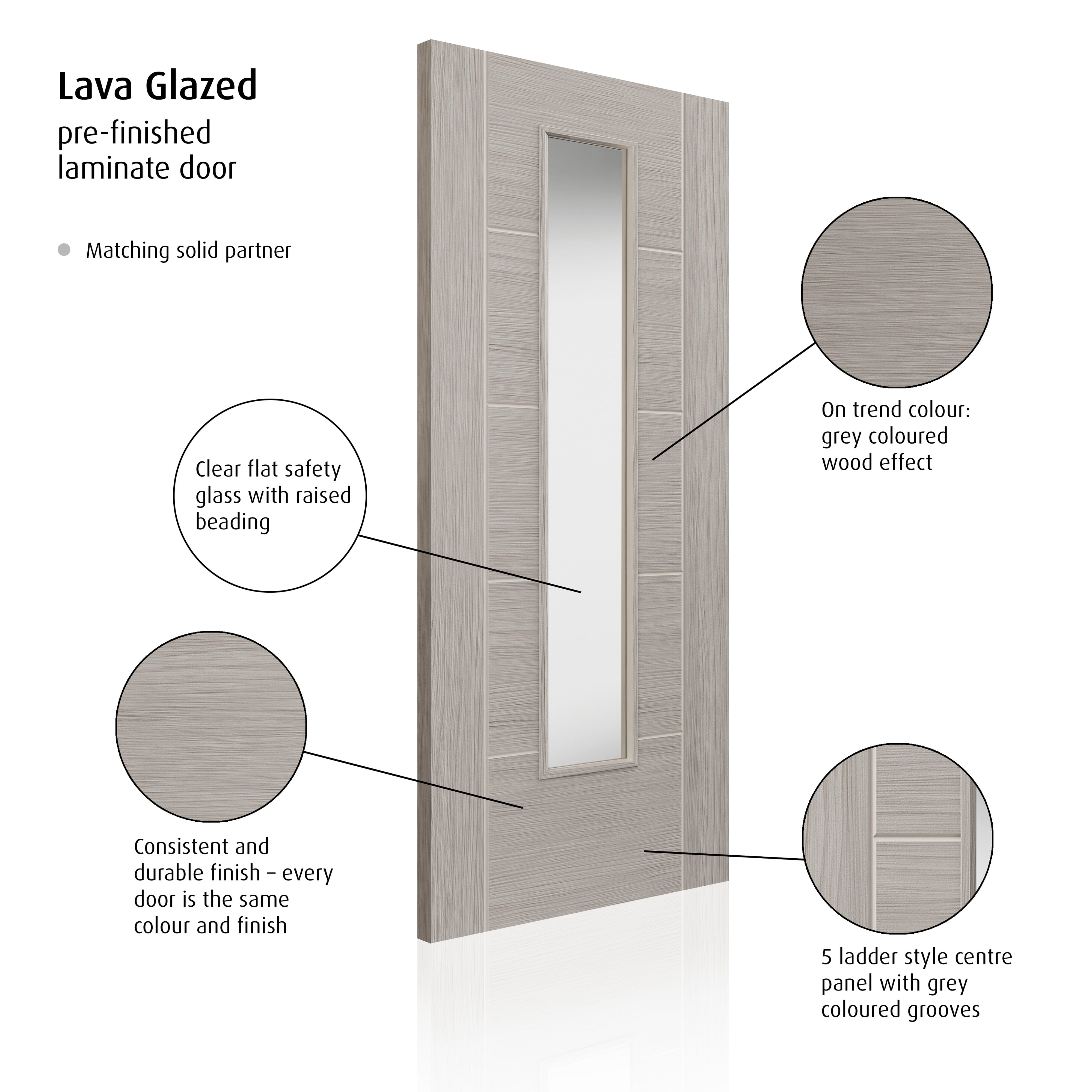 1981mm x 762mm x 35mm (30") Tigris Lava Clear Glazed Door