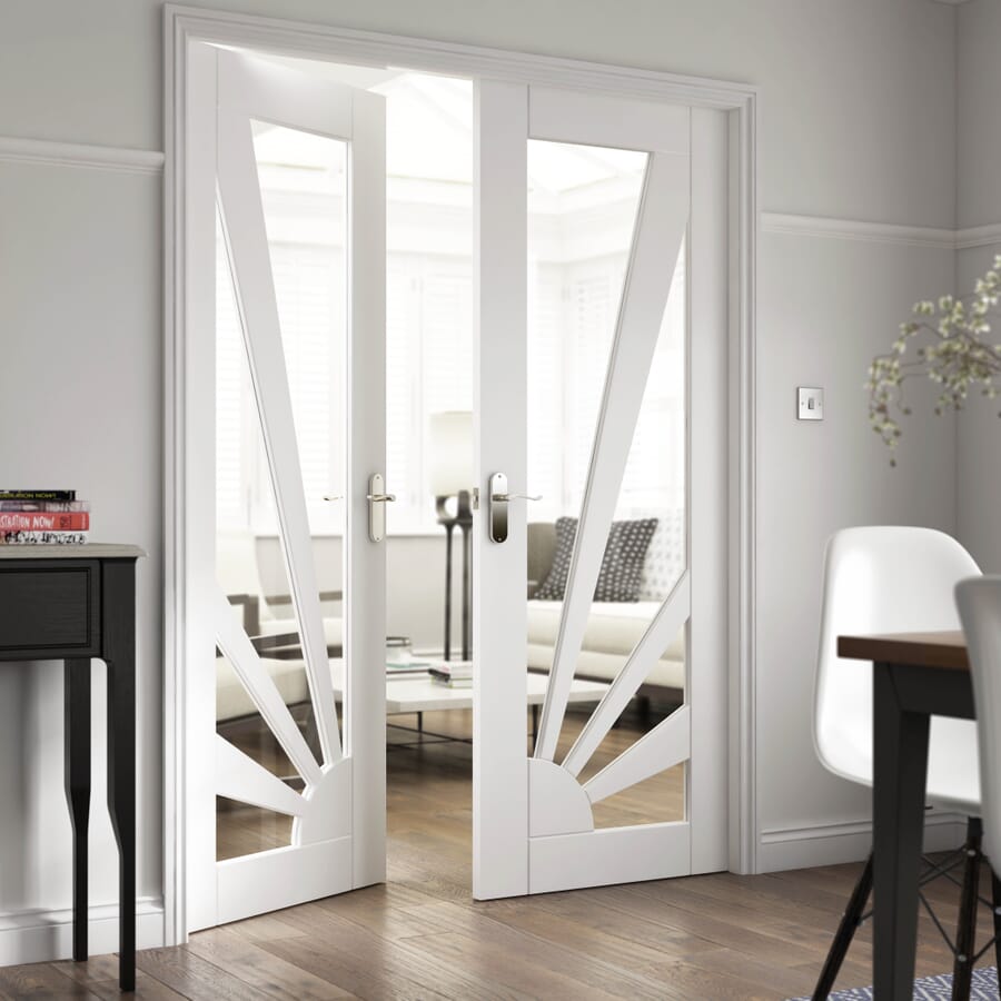 White Aurora Clear Glazed Door