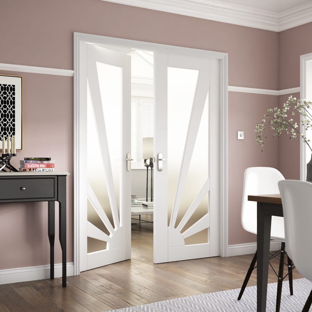 White Aurora Etched Glazed Internal Doors at Vivid Doors