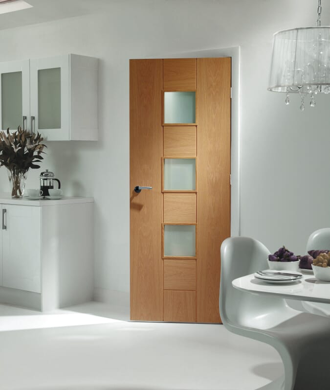 1981 x 838 x 35mm (33") Messina Oak - Prefinished Clear Glass  Internal Door