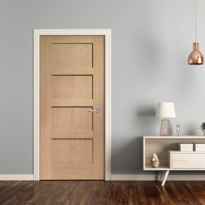 726x2040x40mm Oak Shaker 4 Panel - Prefinished Door