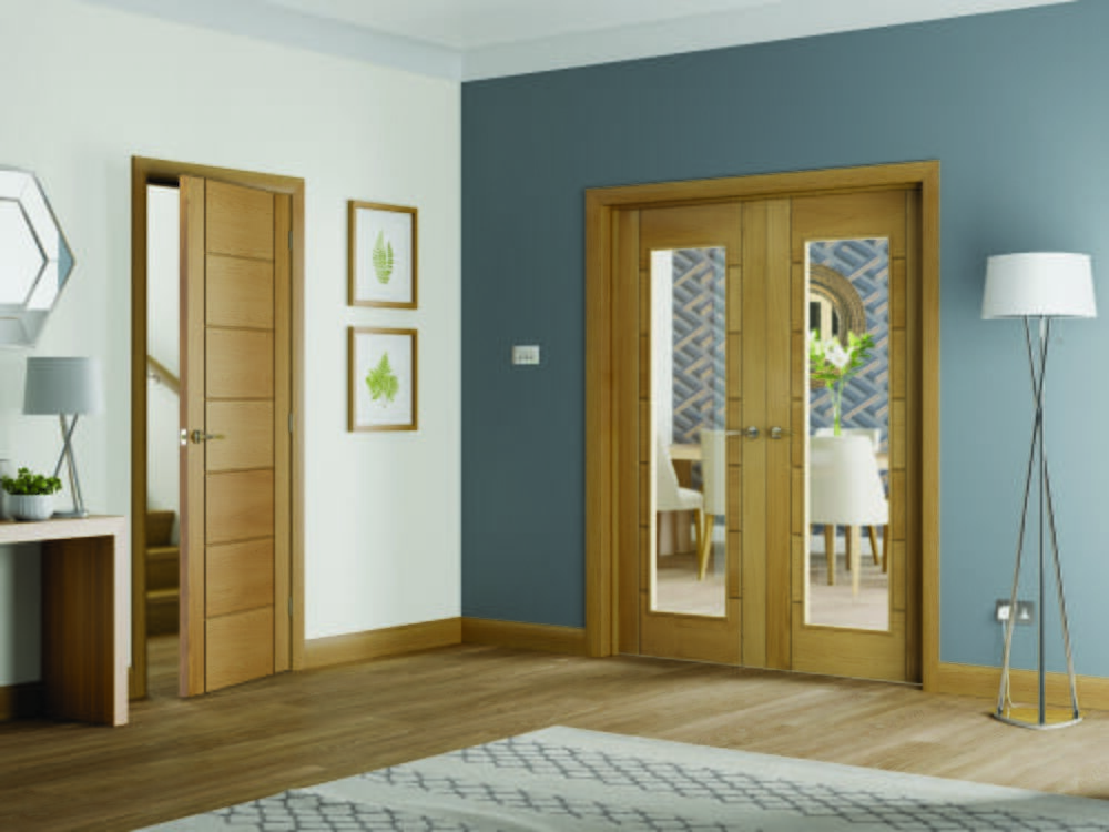 Palermo Oak Original 1 Light - Prefinished Clear Glass Internal Doors