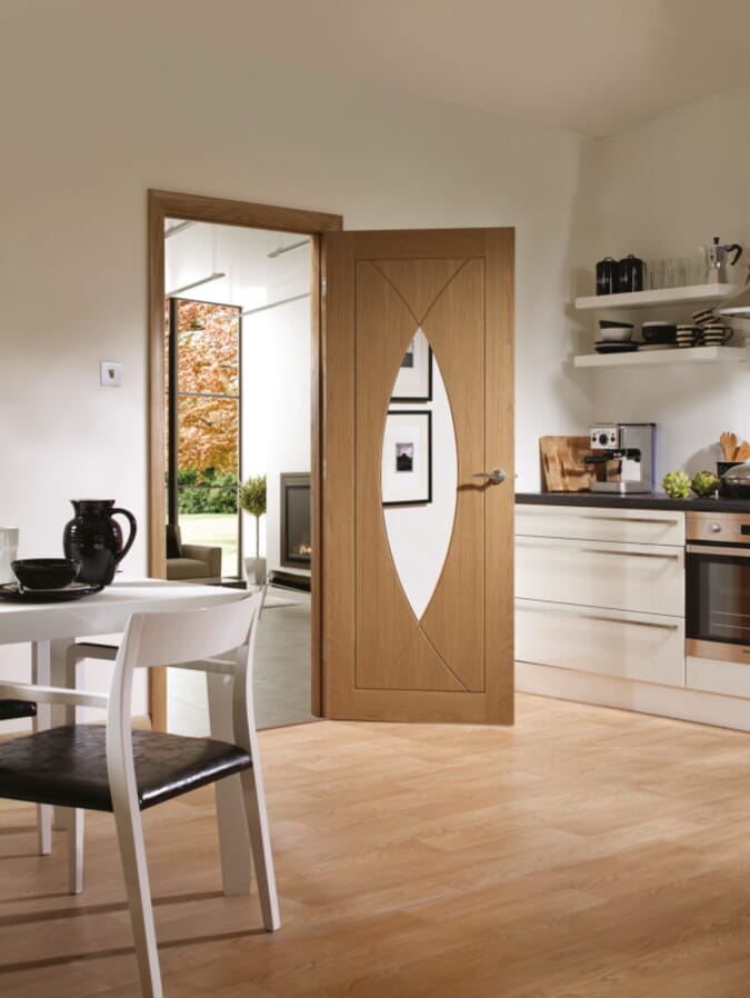 2040 x 726 x 40mm Pesaro Oak - Prefinished Clear Glass  Internal Door
