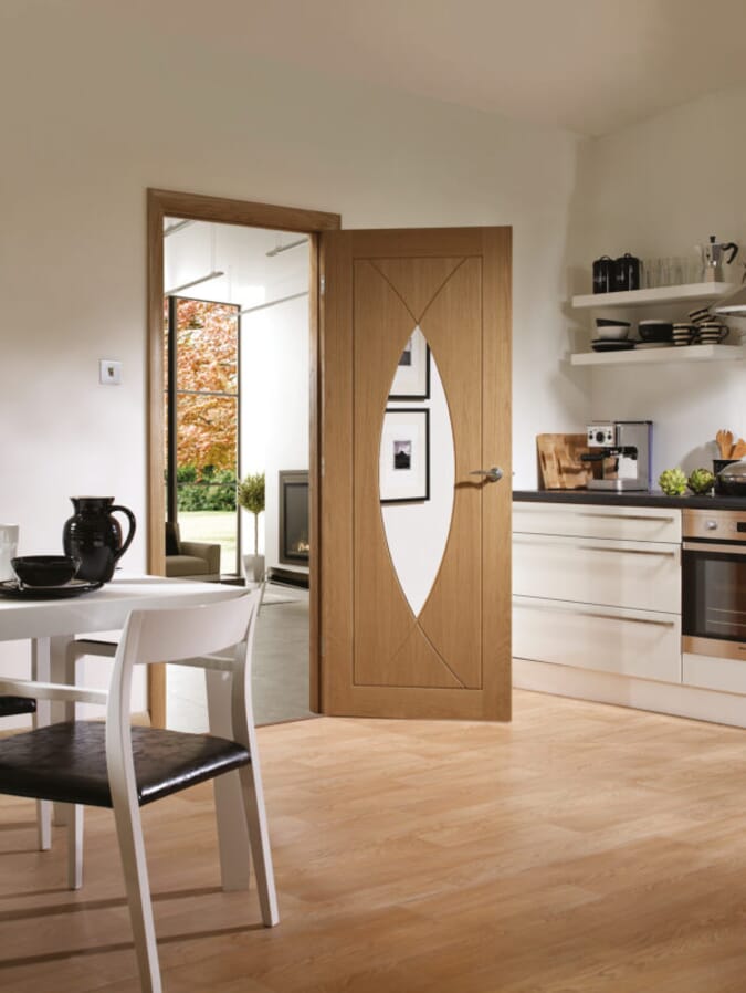 2040 x 826 x 40mm Pesaro Oak - Prefinished Clear Glass  Internal Door