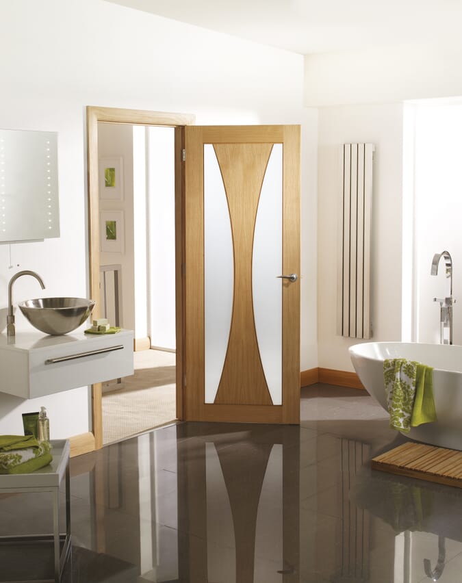 826x2040x40mm Verona Oak - Obscure Glass Door