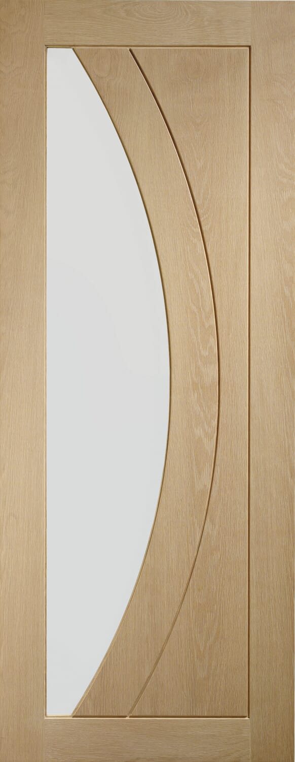 626 x 2040x40mm Salerno Oak - Clear Glass Door at Vibrant Doors