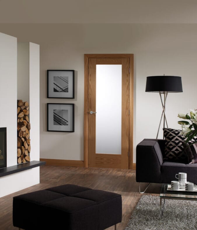 2040 x 826 x 40mm Pattern 10 Oak - Obscure Glass  Internal Door
