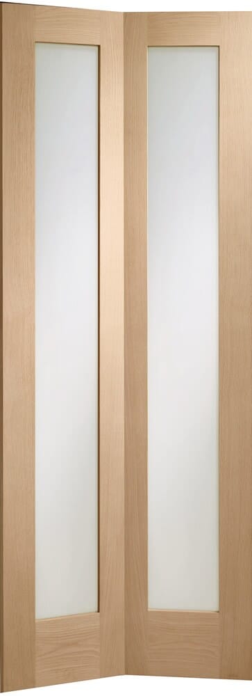 Pattern 10 Oak Bi-Fold - Clear Glass Internal Doors