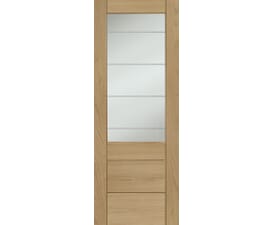 813x2032x35mm (32") Palermo Oak 2XG - Clear Etched Glass Door
