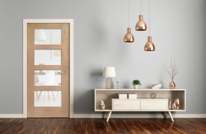 2040 x 826 x 40mm Shaker 4 Light Oak - Obscure Glass  Internal Door