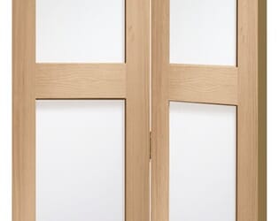 Shaker 4 light Oak Bi-Fold - Clear Glass Internal Doors