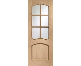 813x2032x35mm (32") XL Riviera Oak - Clear Bevelled Glass and Raised Mouldings Door