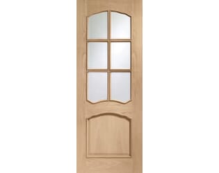 Riviera Prefinished Oak - Clear Bevelled Glass and Raised Mouldings Internal Doors