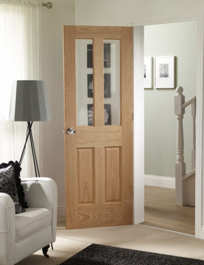 626x2040x40mm Malton Oak - Clear Bevelled Glass Door