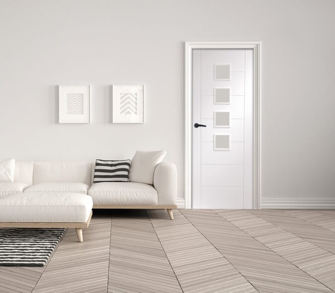 2040 x 826 x 40mm Palermo White - Obscure Glass  Internal Door