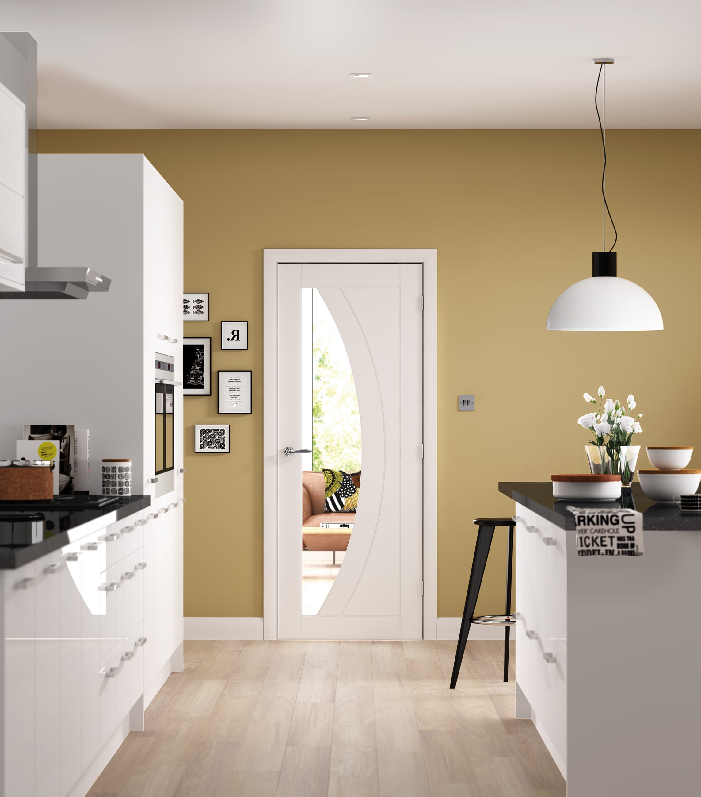 2040 x 726 x 40mm Salerno White - Clear Glass Internal Door