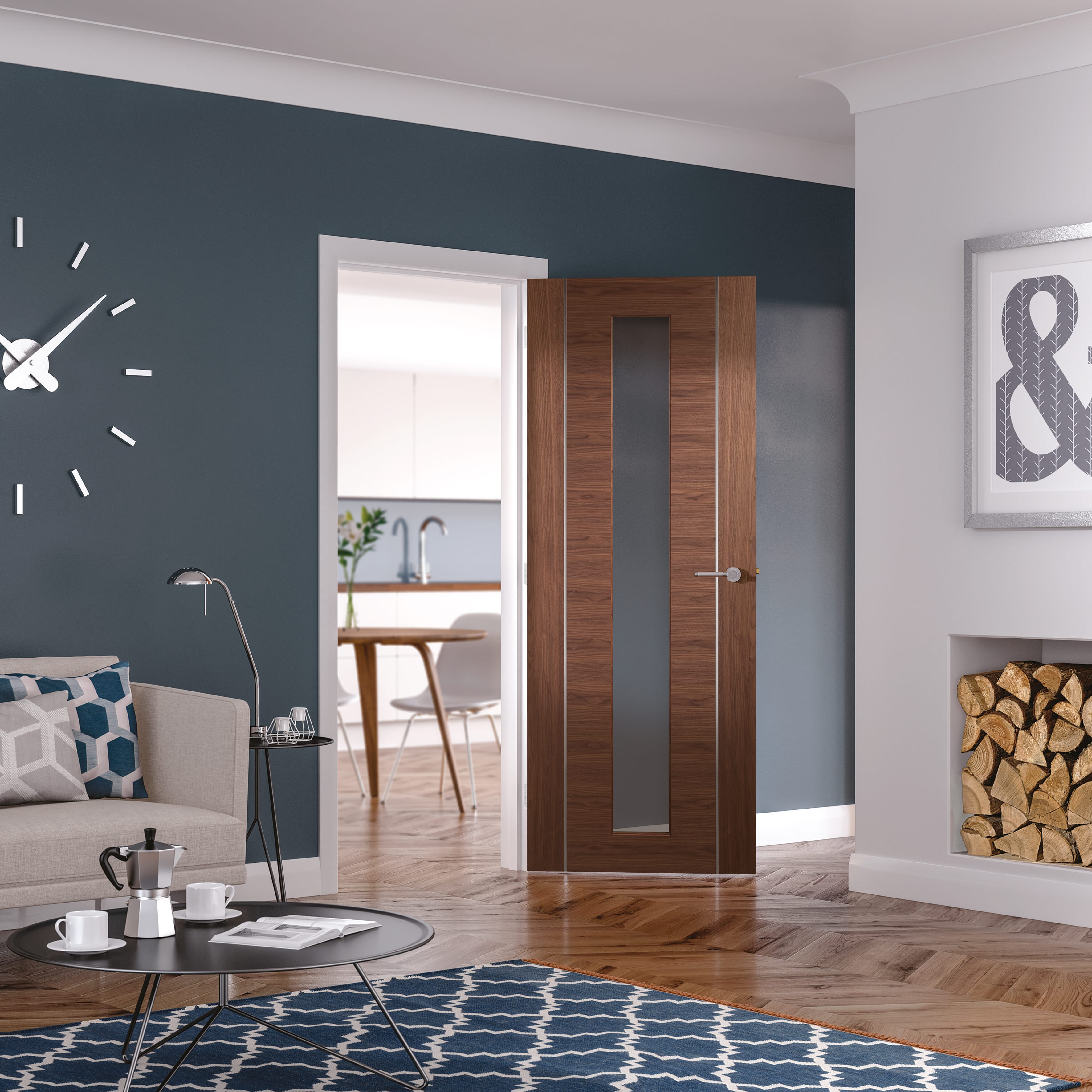 Forli Prefinished Walnut Door With Glass
