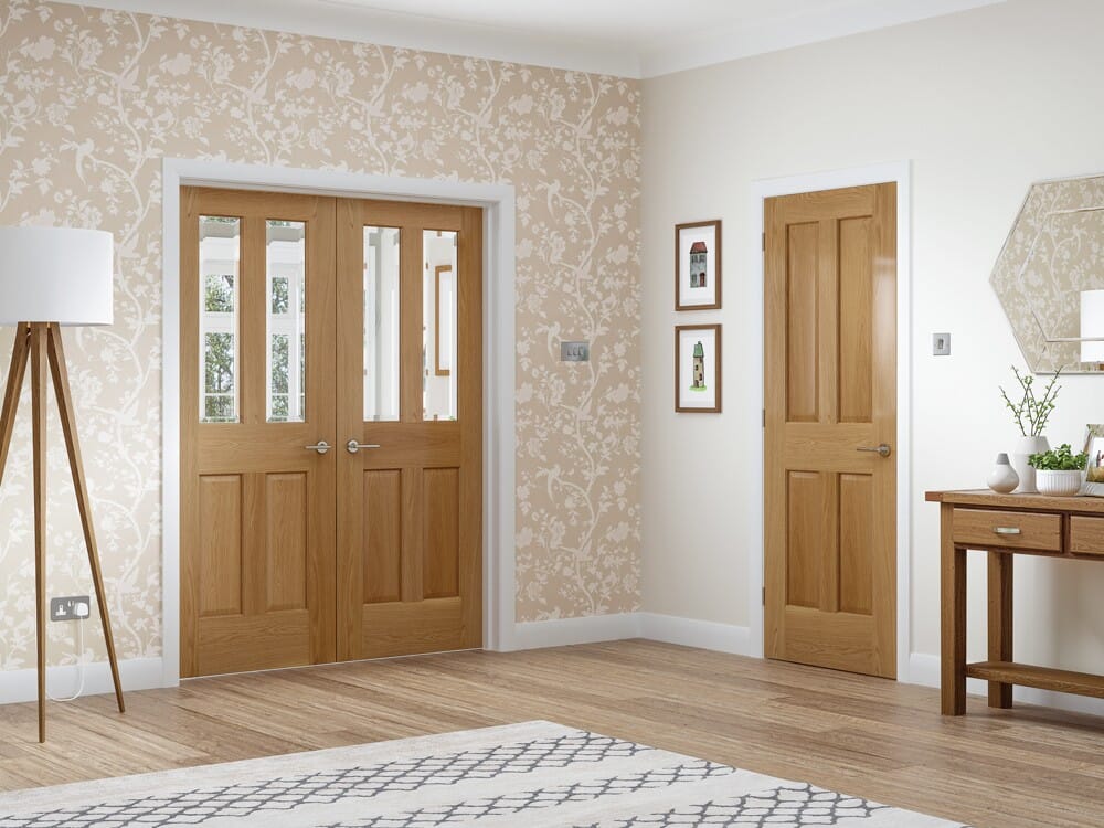 Malton Oak Pair - Clear Glazed Internal Doors