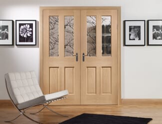 Malton Oak Pair - Clear Glazed  Internal Doors