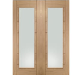 Palermo Oak Original Pair - Clear Glass Internal Doors