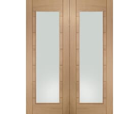 Palermo Oak Rebated Pair - Clear Glass Internal Doors