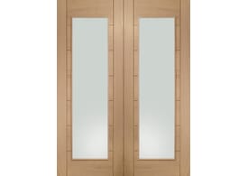 1524x1981x40mm (60") Palermo Oak Pair - Clear Glass Door