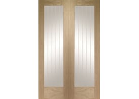1219x1981x40mm (48") Suffolk Oak Pattern 10 Pair - Clear Etched Glass Door