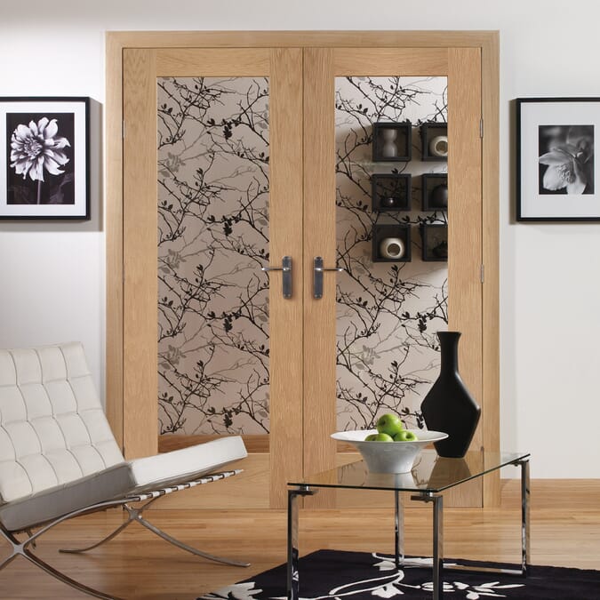 1981 x 1524 x 40mm (60") Pattern 10  Pair Oak - Clear Glass  Internal Door