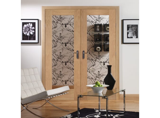Pattern 10 Door Pair Oak - Clear Glass Internal Doors