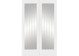 1372x1981x40mm (54") Suffolk White 1L Pair - Clear Etched Glass Door