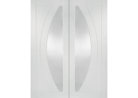 1220x1981x40mm (48") Salerno White Pair - Clear Glass Door