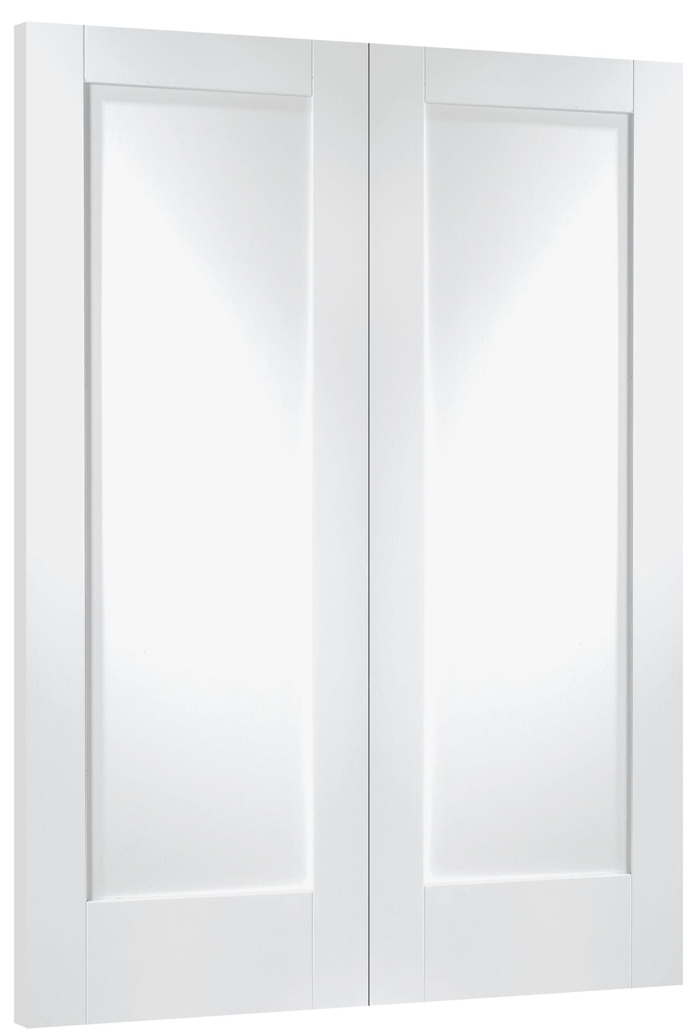 Pattern 10 Rebated Pair White Clear Glass Internal Doors at Vivid Doors