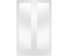 Pattern 10 Rebated Pair White - Clear Glass Internal Doors