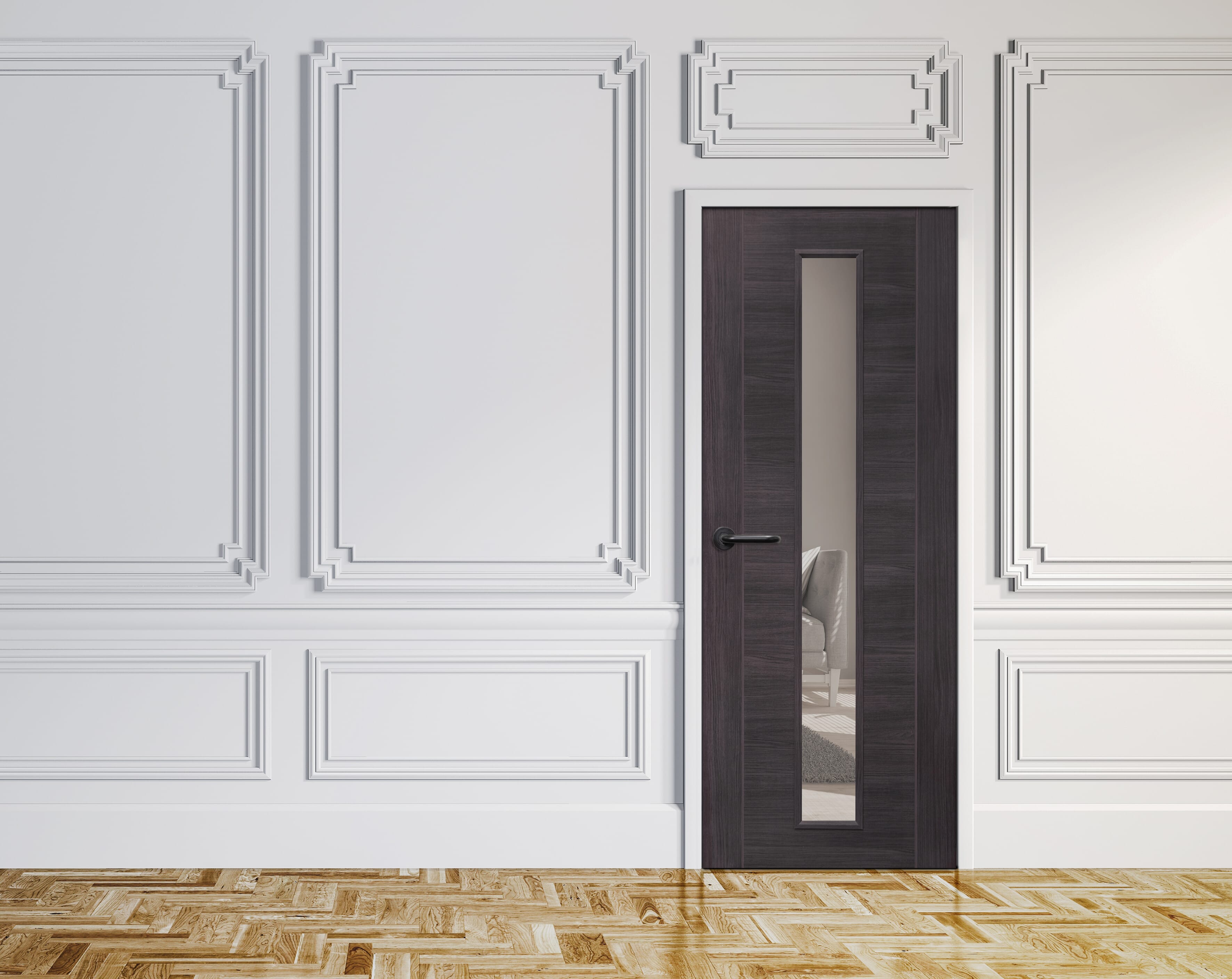 Forli Umber Grey Laminate Clear Grey Internal Doors
