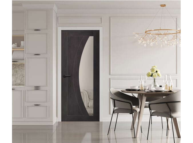 Salerno Umber Grey Laminate - Clear Glass Internal Doors