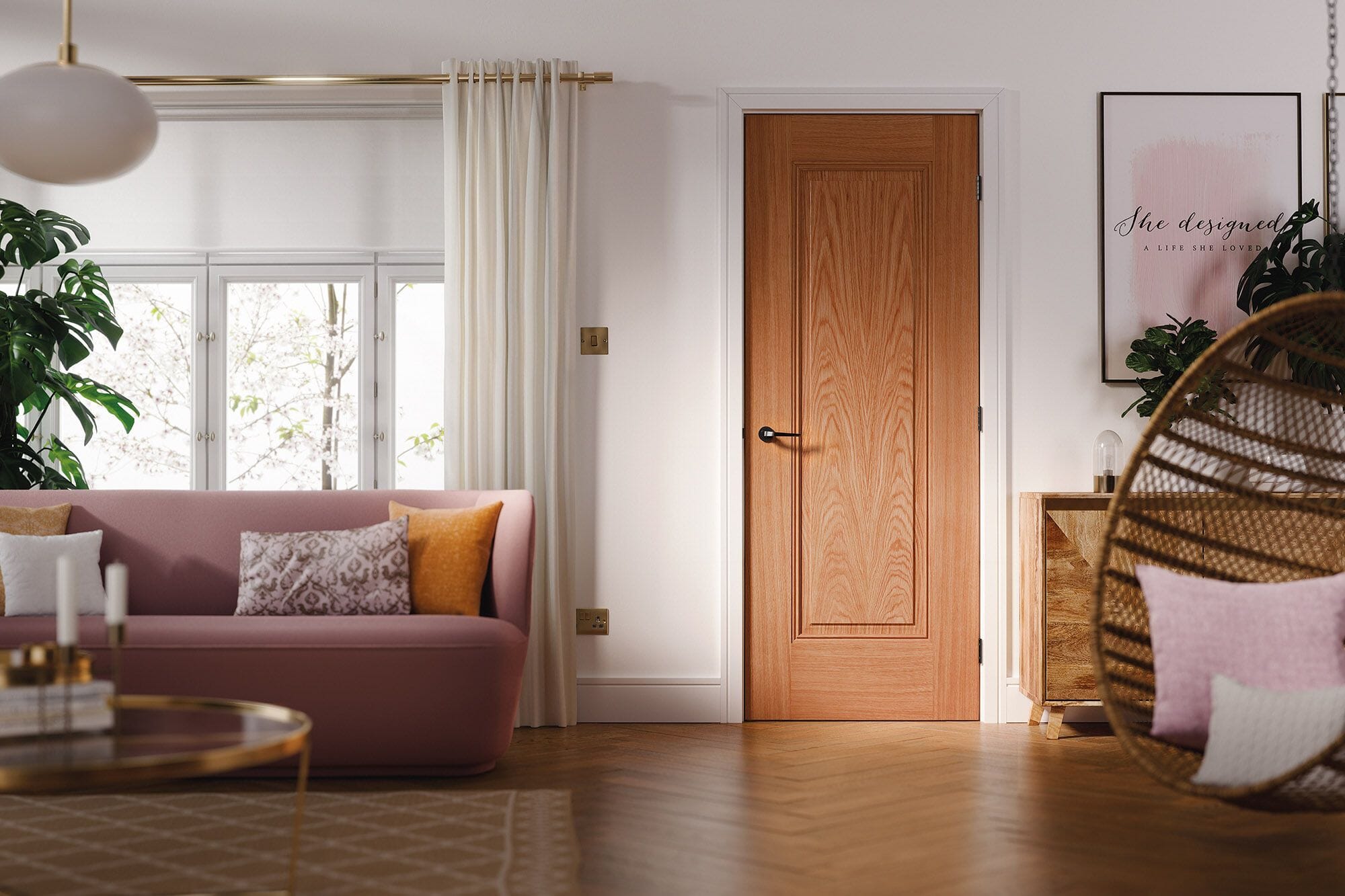 1981 x 838 x 35mm (33") Eindhoven Oak 1 Panel - Prefinished Internal Door