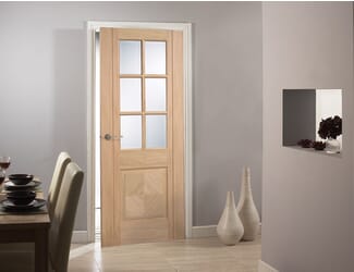Barcelona 6L - Clear Bevelled Glass Prefinished Oak Internal Doors