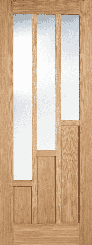 Coventry Oak 3L - Clear Glass Prefinished Internal Doors