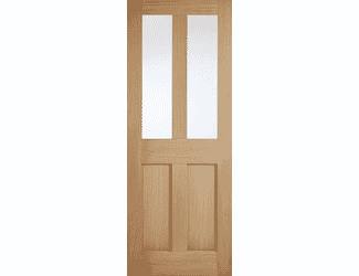 London Oak 2 Panel 2 Light - Clear Glass Internal Doors