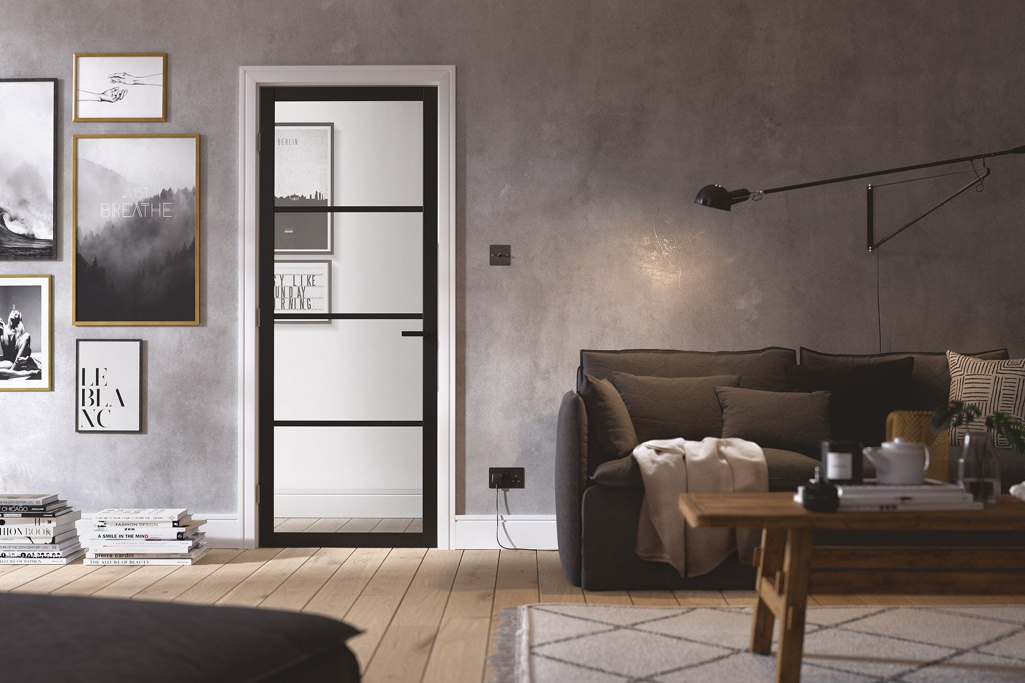 Soho Black - Clear Glass Internal Doors