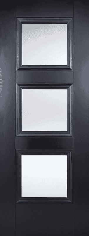 Amsterdam Black 3 Light - Clear Glass Internal Doors