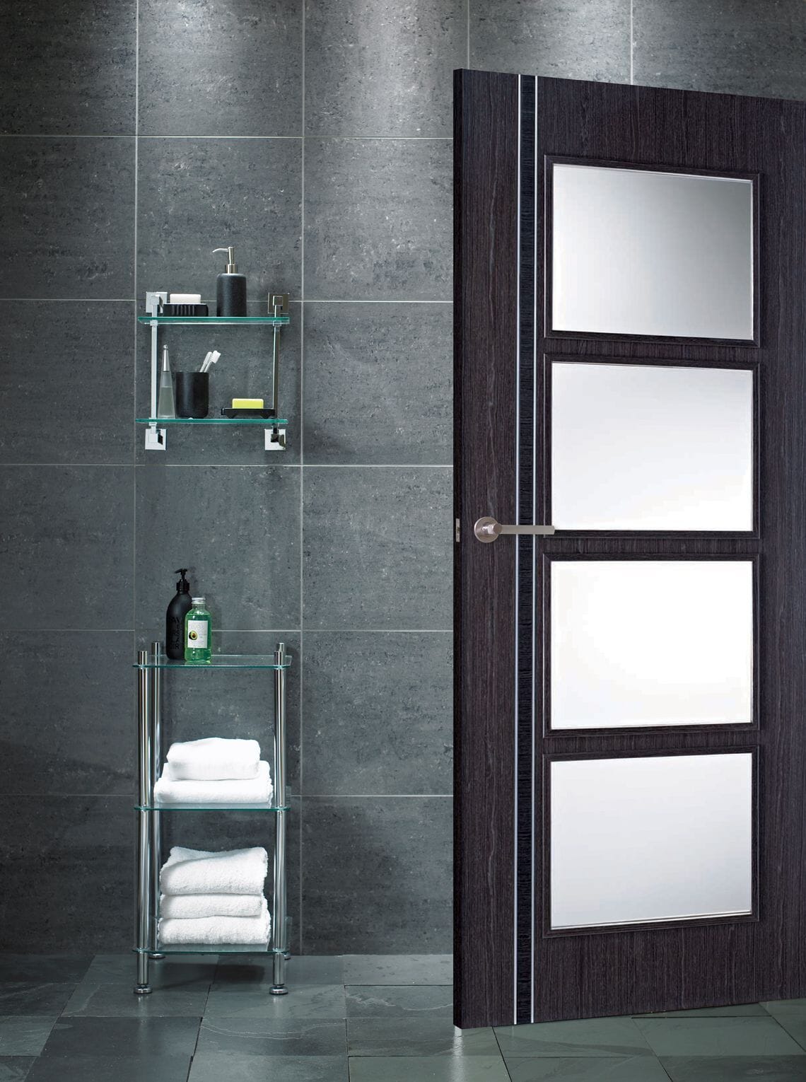 Zanzibar Ash Grey - Clear Glass Prefinished Internal Doors