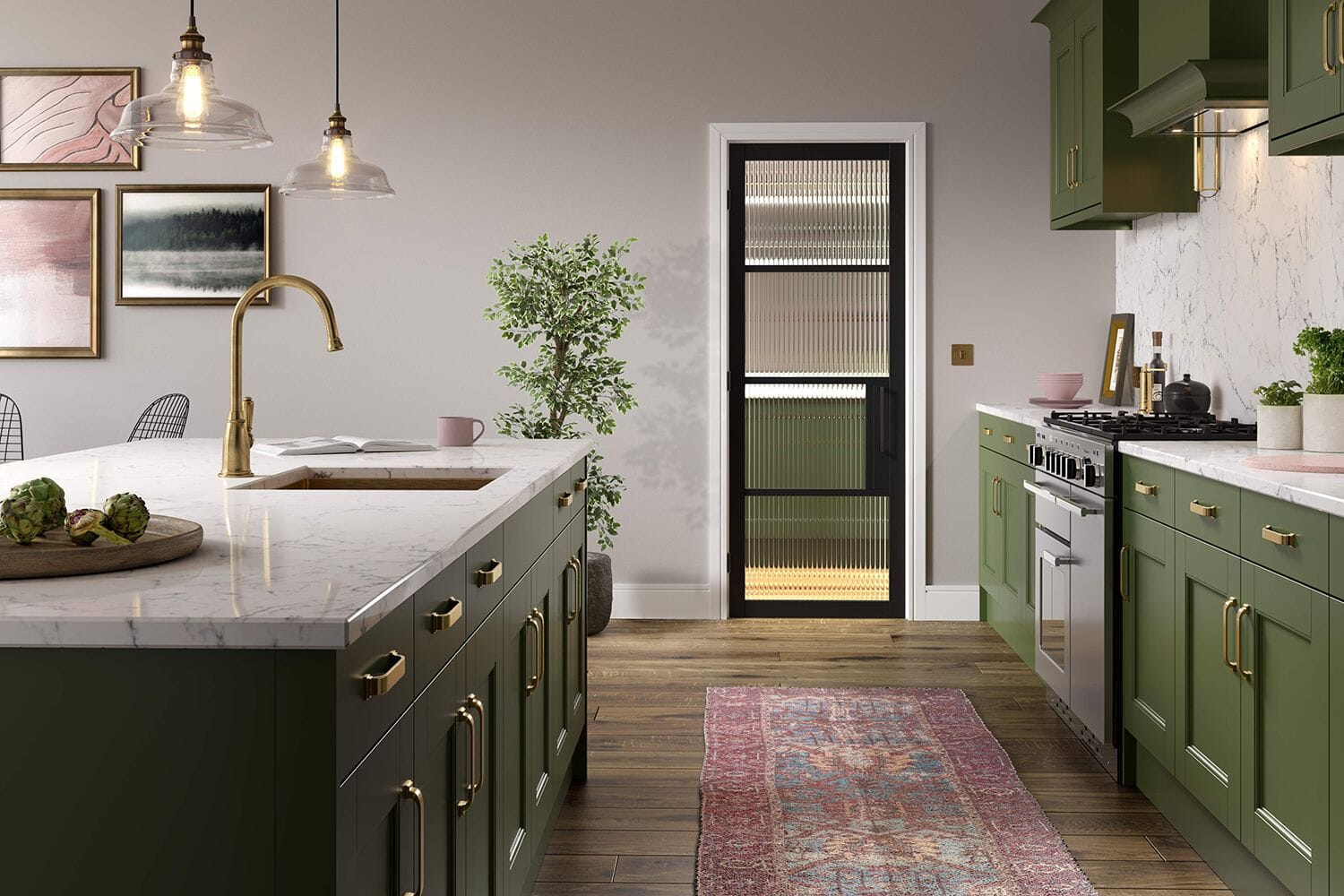 Chelsea Reeded Glazed Black Internal Doors